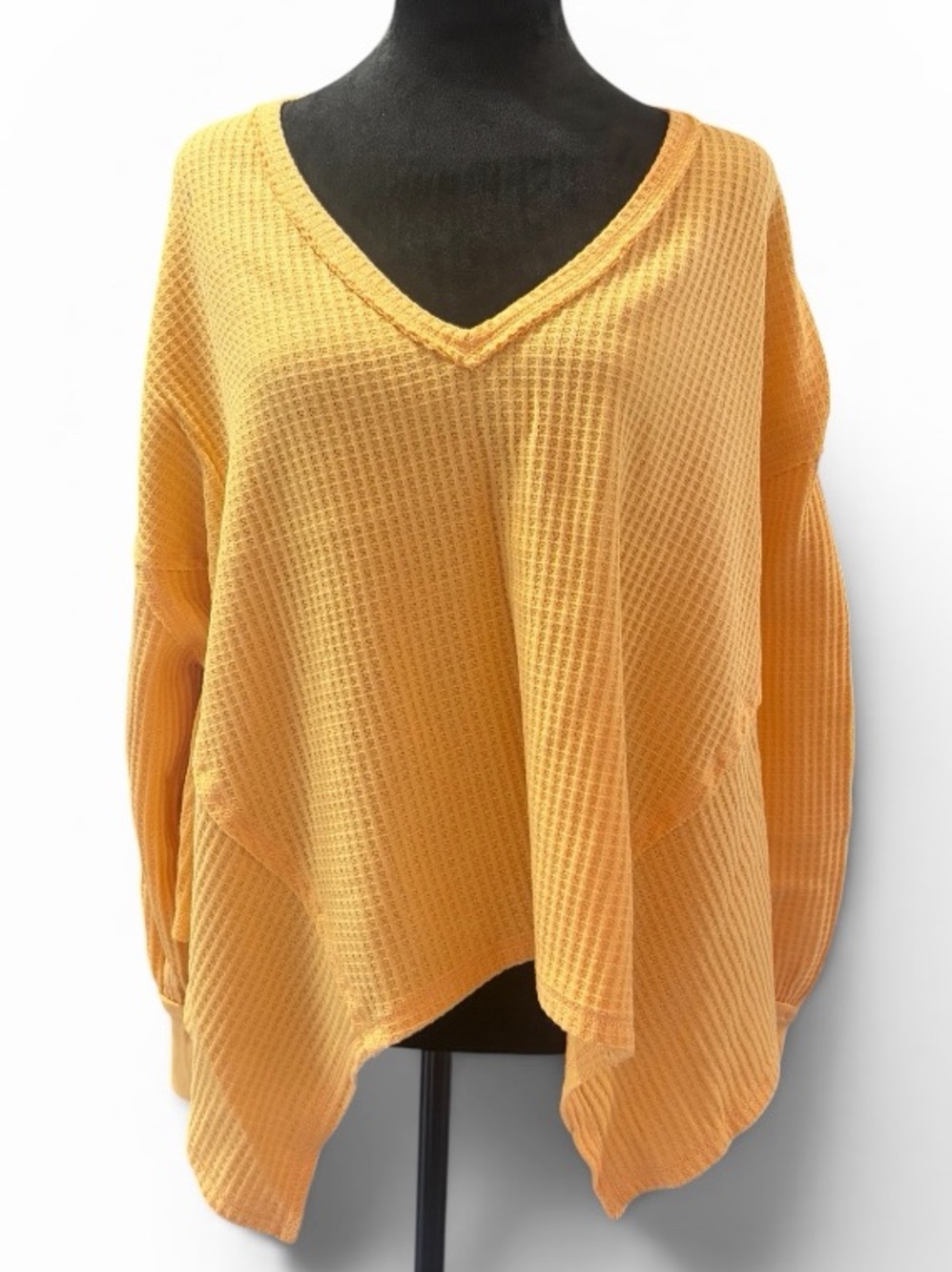 Free people Oversized Waffle Knit Pullover Sweater - Yellow - Picture 8 of 8